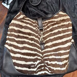 Gucci Jackie Zebra Ponyhair Shoulder Bag